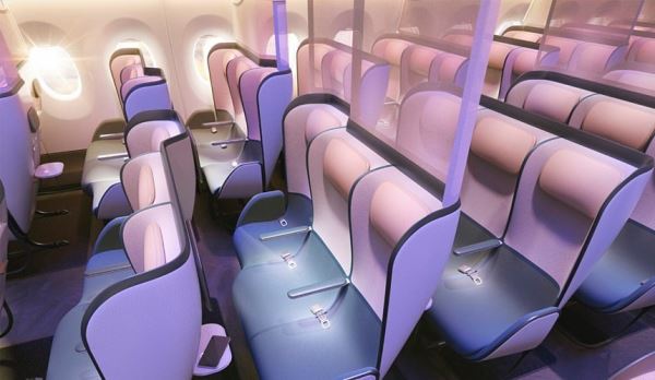 Британские дизайнеры придумали салон самолета для посткоронавирусных путешествий